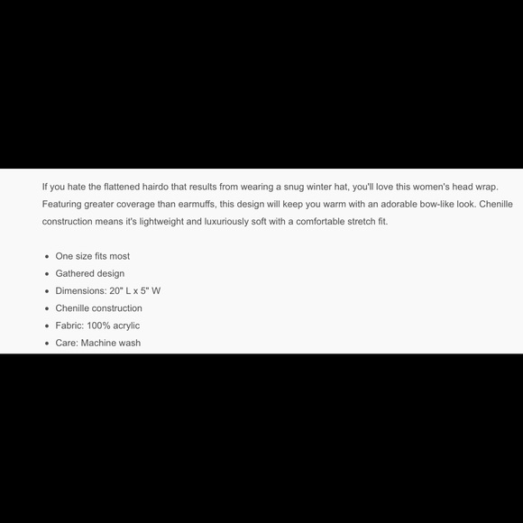 Chenille style head band - Picture 2 of 3